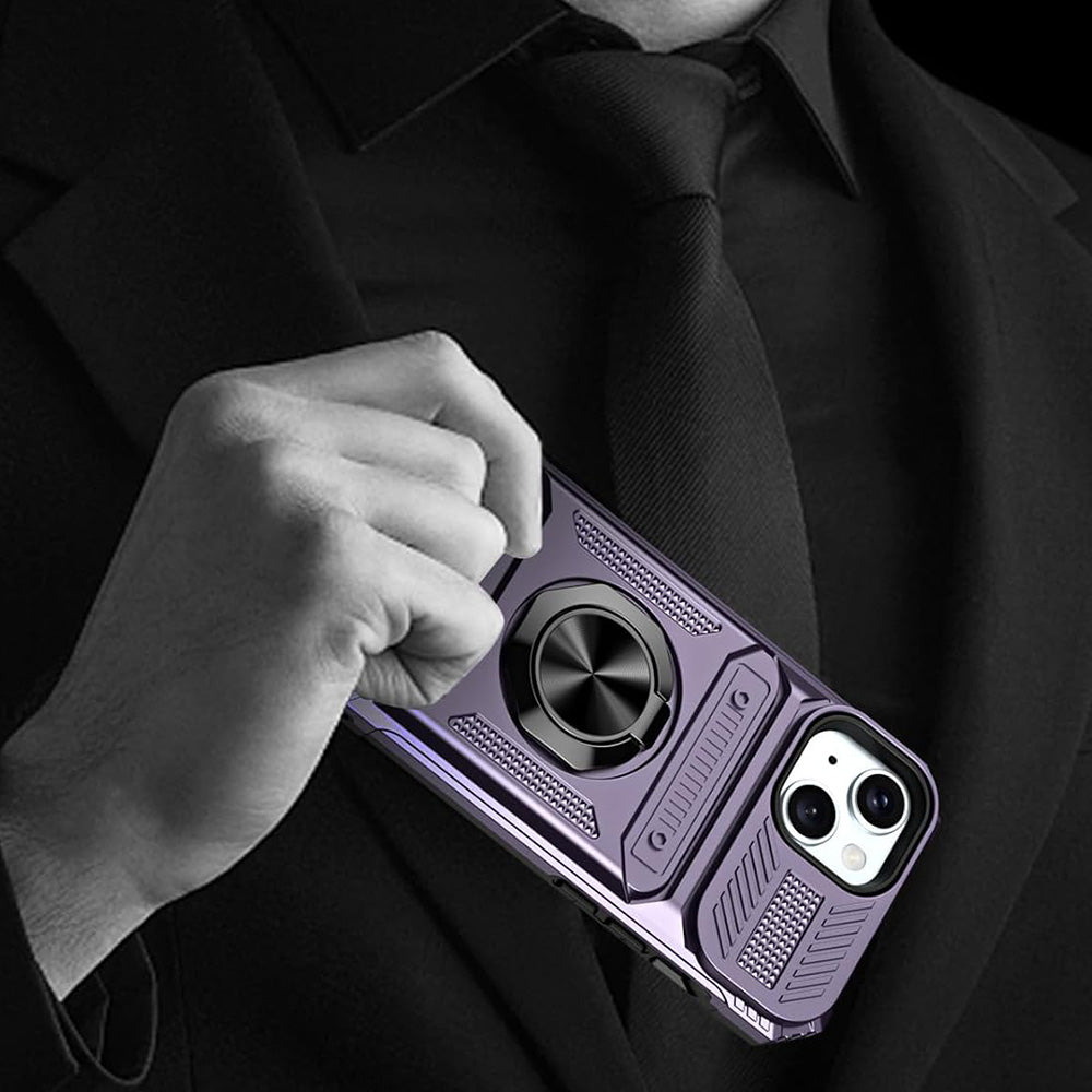 Wallet Card Slot Shockproof Protective Case for iPhone 17 and 18 Series-Purple