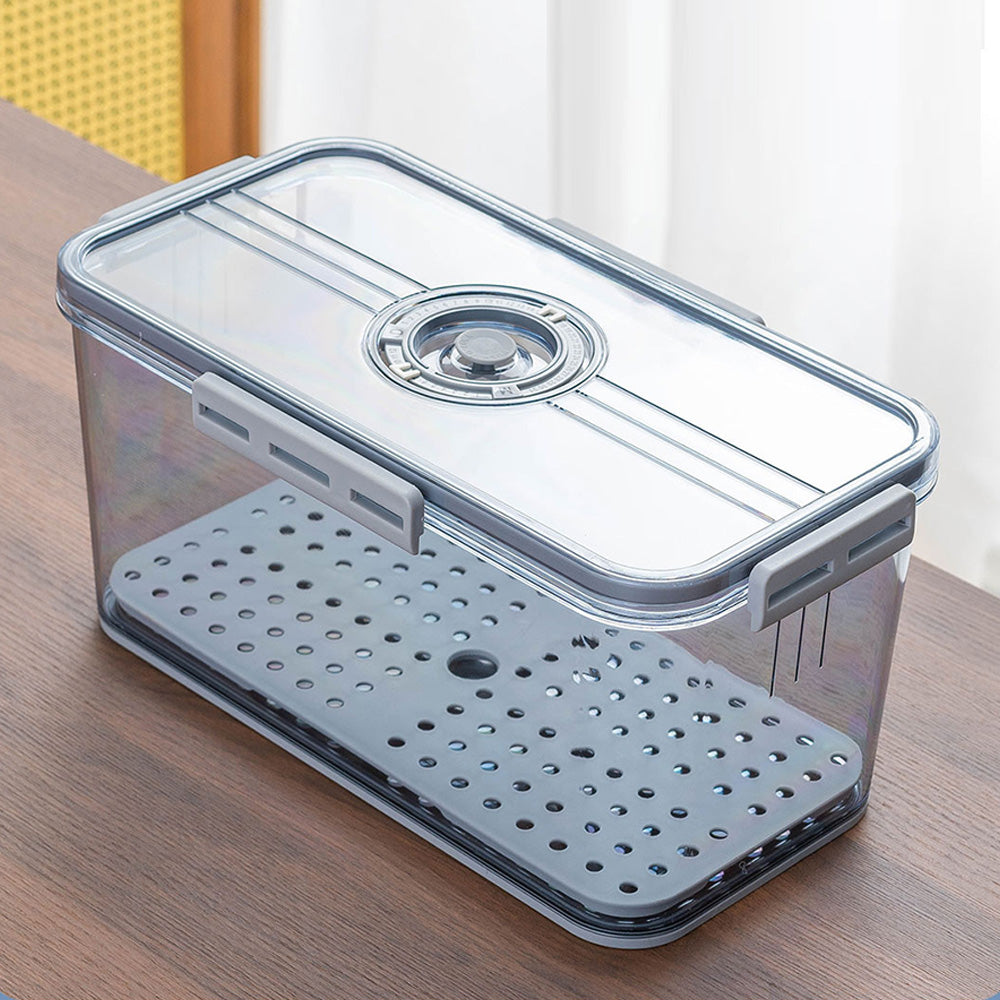 Transparent Bread Box with Timer Drainboard Lid Kitchen Storage Container for Food