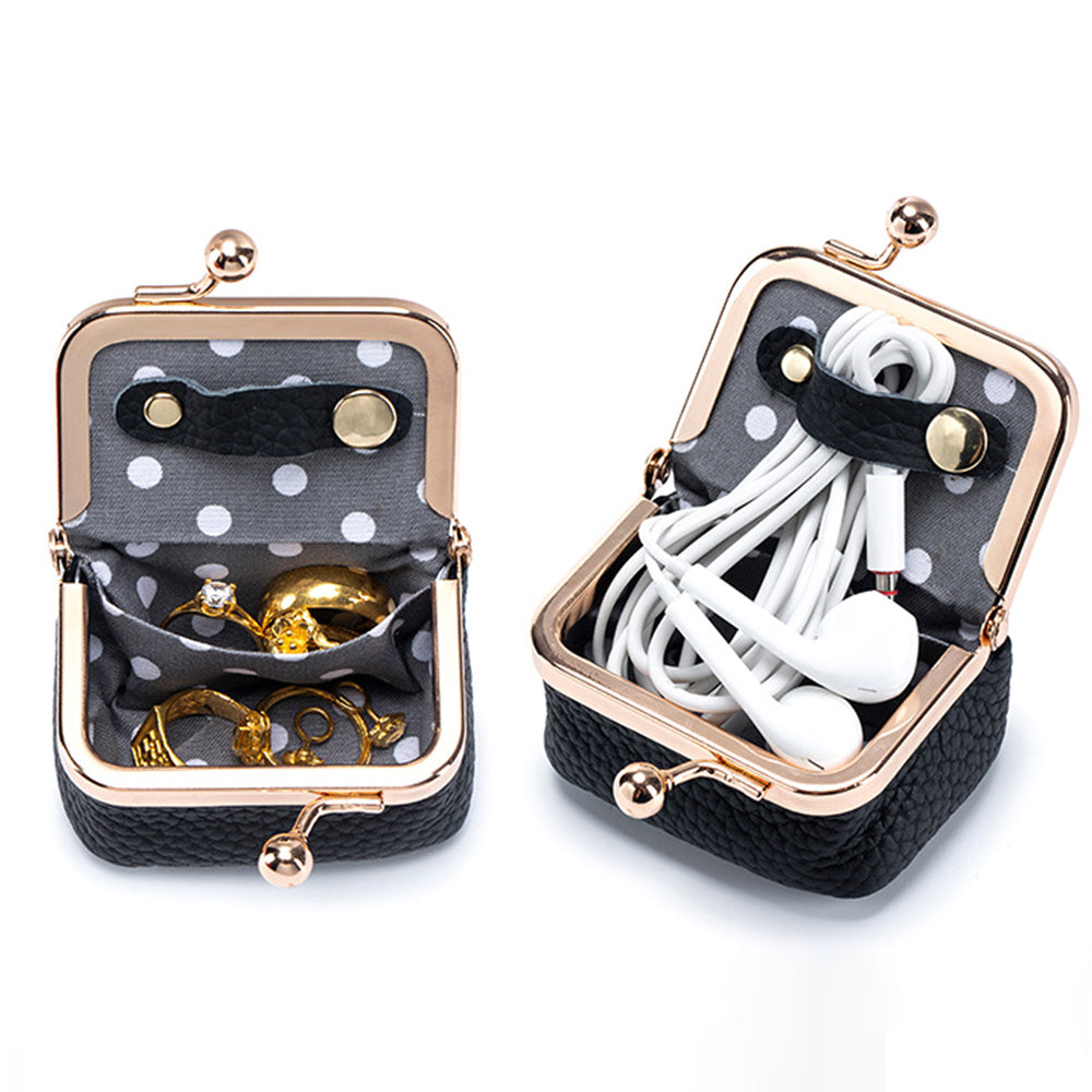 Mini Leather Jewelry Box Coin Purse Jewelry Case With Kiss Lock