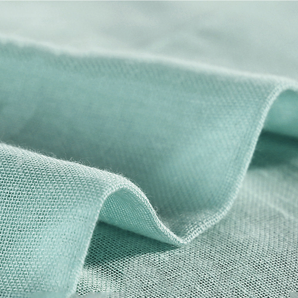 2Pcs Linen Sheer Curtains Living Room Curtains Pair Privacy Linen Draperies-Green