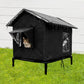Cat House Indoor Outdoor Insulated Shelter for Small to Medium Cats-Black