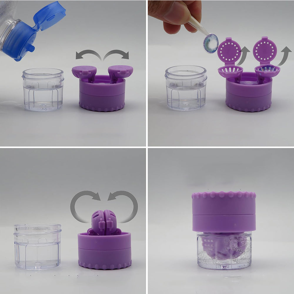 Manual Contact Lens Cleaner Washer and Contact Lens Storage Case with Mirror
