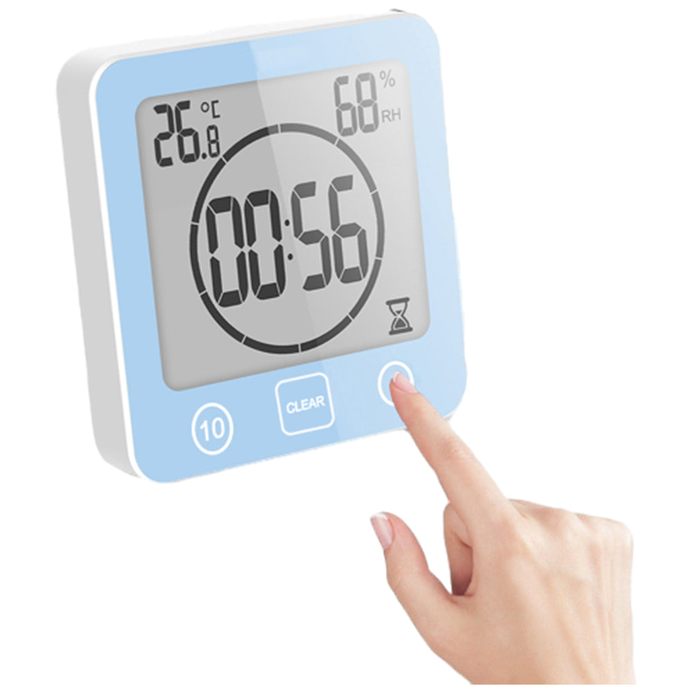 Digital Temperature Humidity Meter Water-Resistant Bathroom Alarm Clock