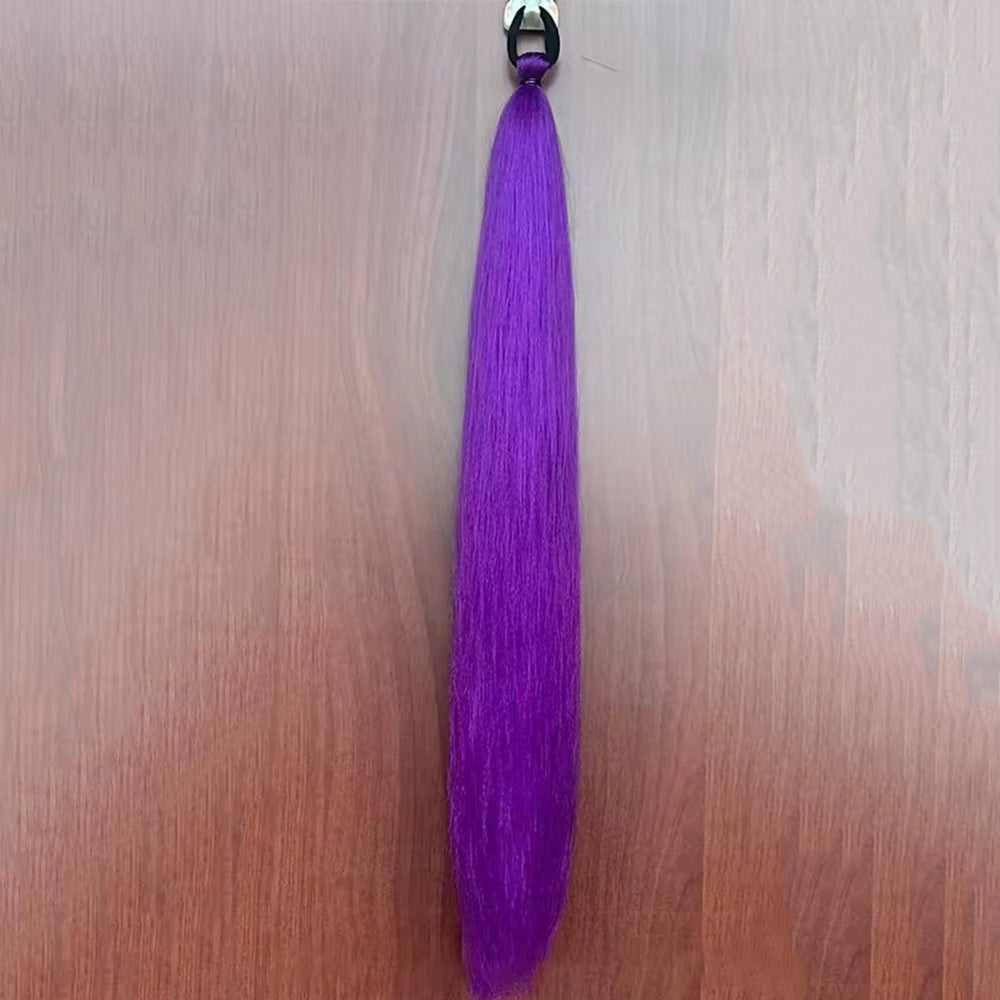 2PCS Purple Ponytail Extension With Elastic Tie Straight Sleek Wrap Around Braid