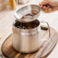 2L Stainless Steel Oil Strainer Storage Pot with Filter Mesh and Cover