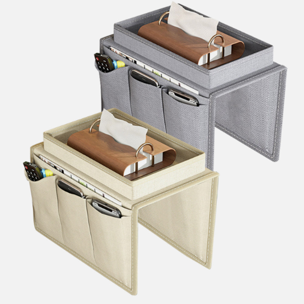 2Pcs Sofa Armrest Storage Bag With 5 Pockets