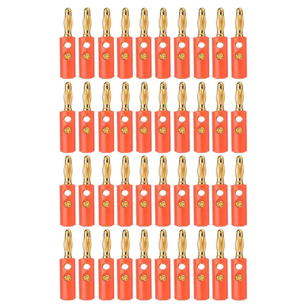 40 PCS Banana Plug Set 0.4cm Gold Plated Red and Black Speaker Connectors for Audio
