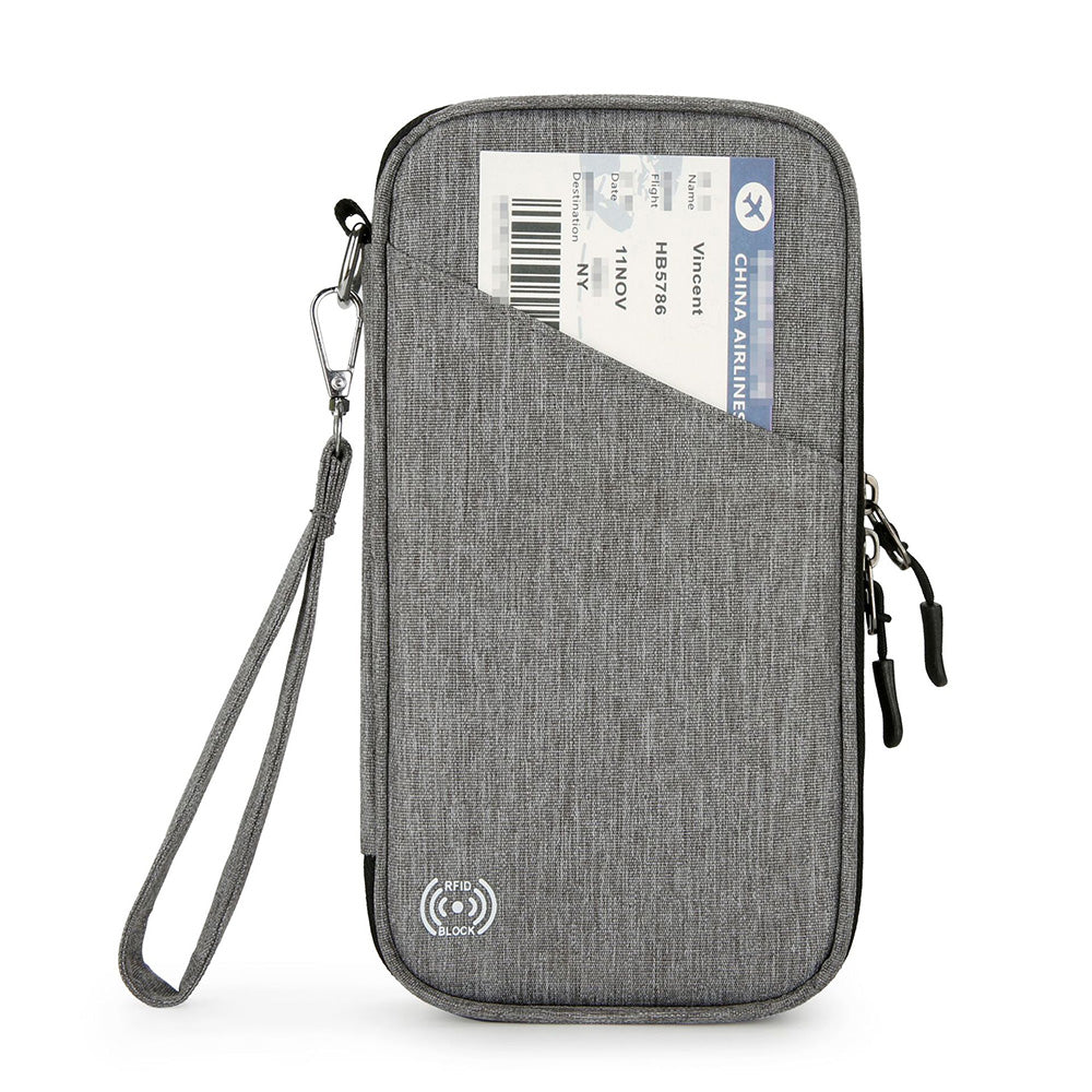 Passport Holder Family RFID Travel Document Organizer With Zipper-Black