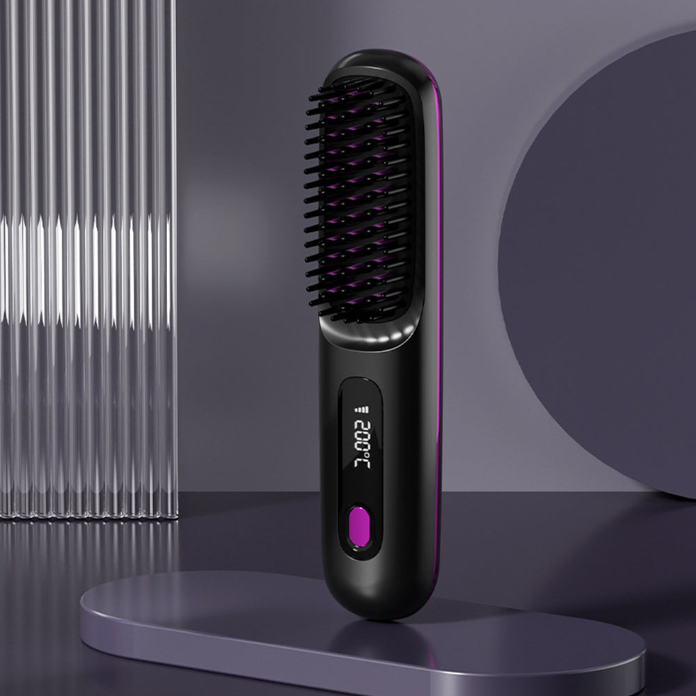 Portable Cordless Hair Straightener Comb with LED Display Negative Ion Heating