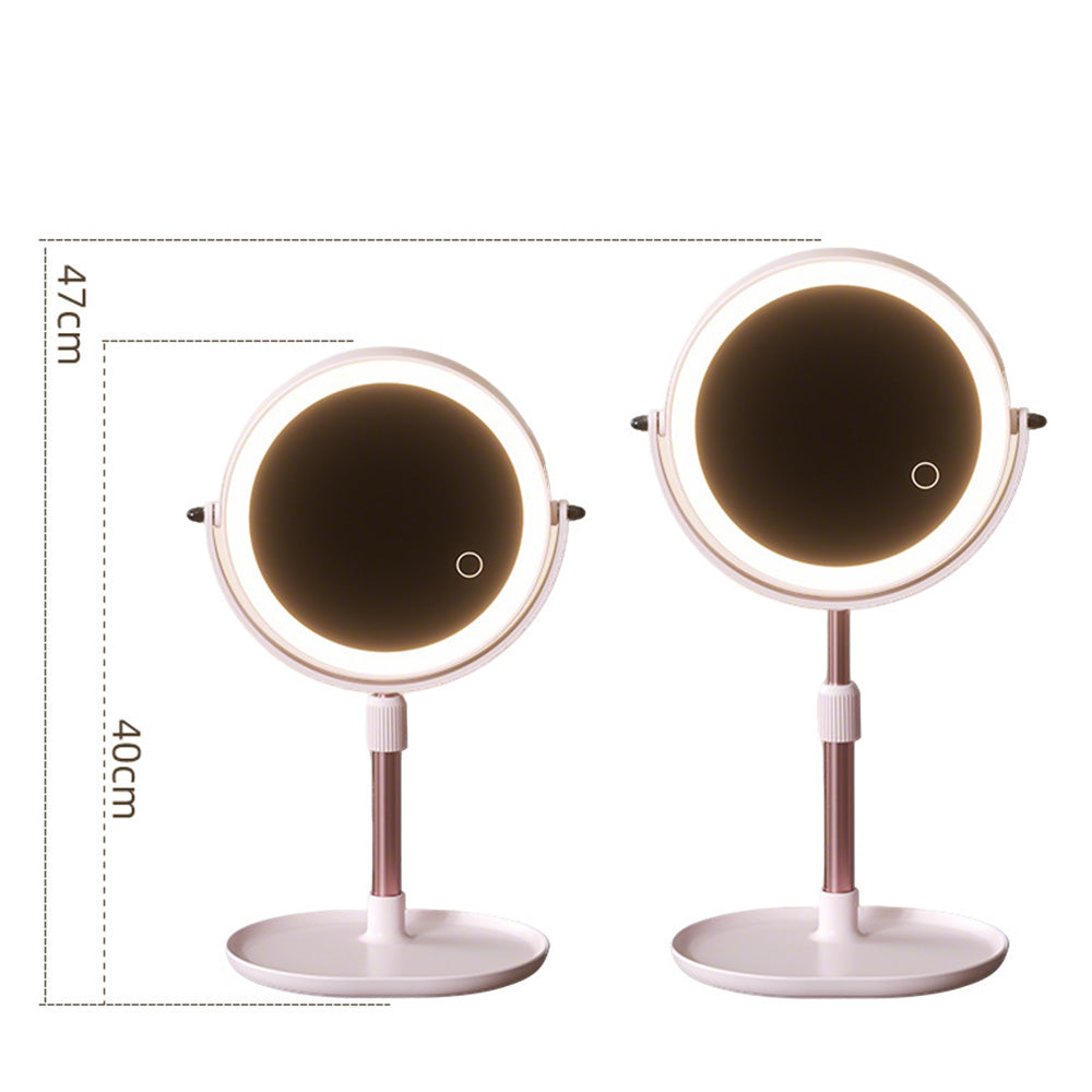 Adjustable Height Dual-Sided LED Makeup Mirror with 3 Color Lighting