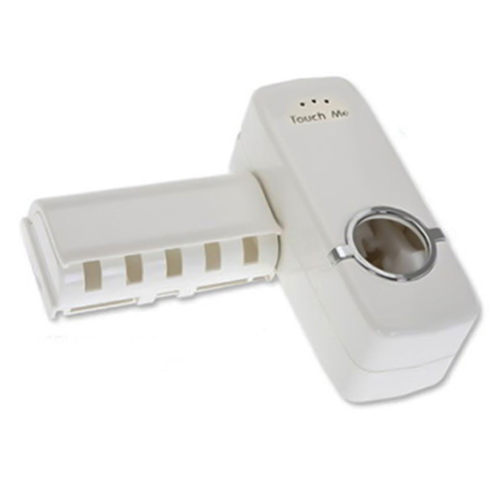Toothpaste Dispenser and 5 Toothbrush Holder Set Wall Mount Stand