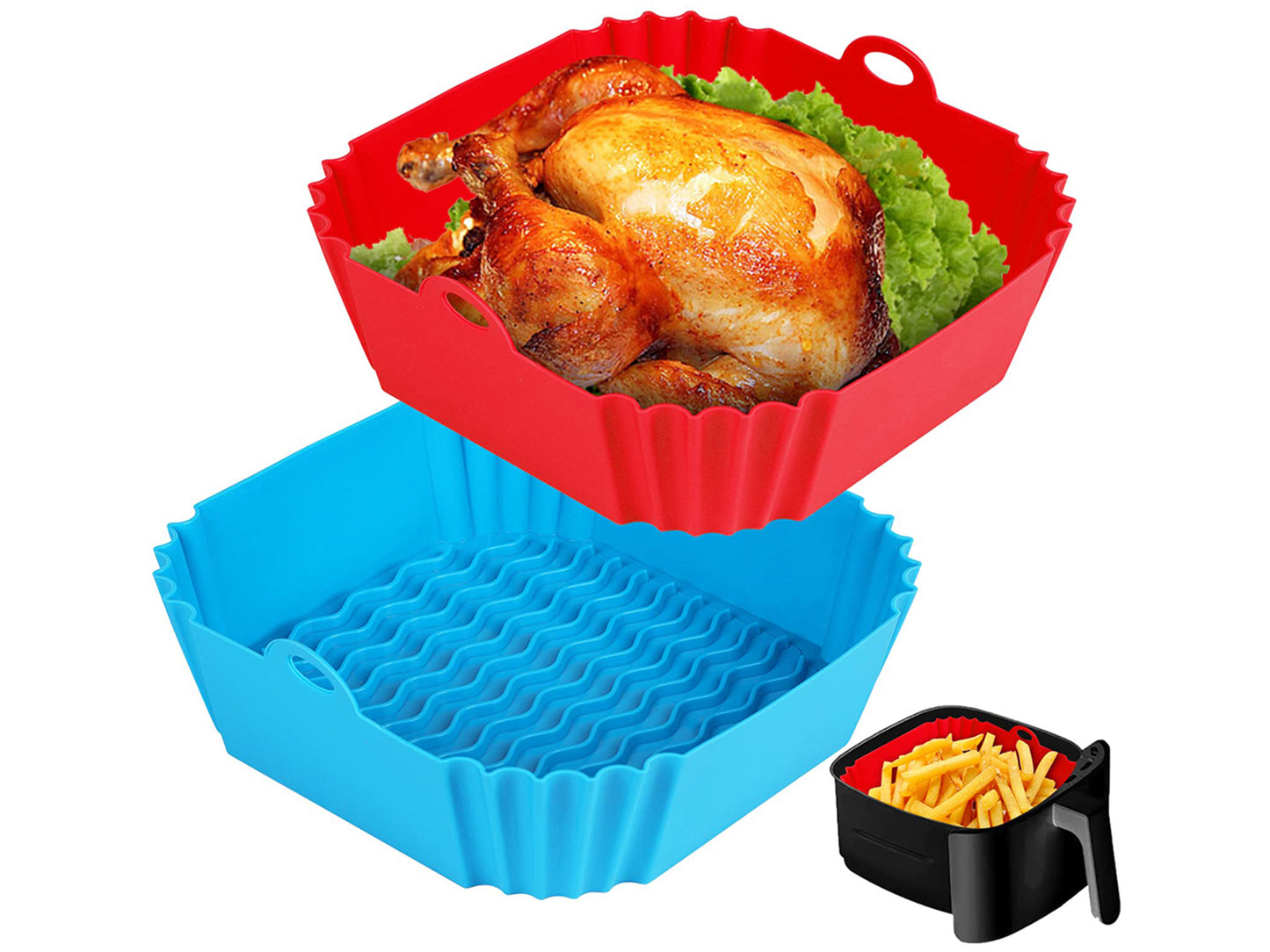 2pcs Square Silicone Air Fryer Liners Reusable Air Fryer Pot Air Fryer Inserts