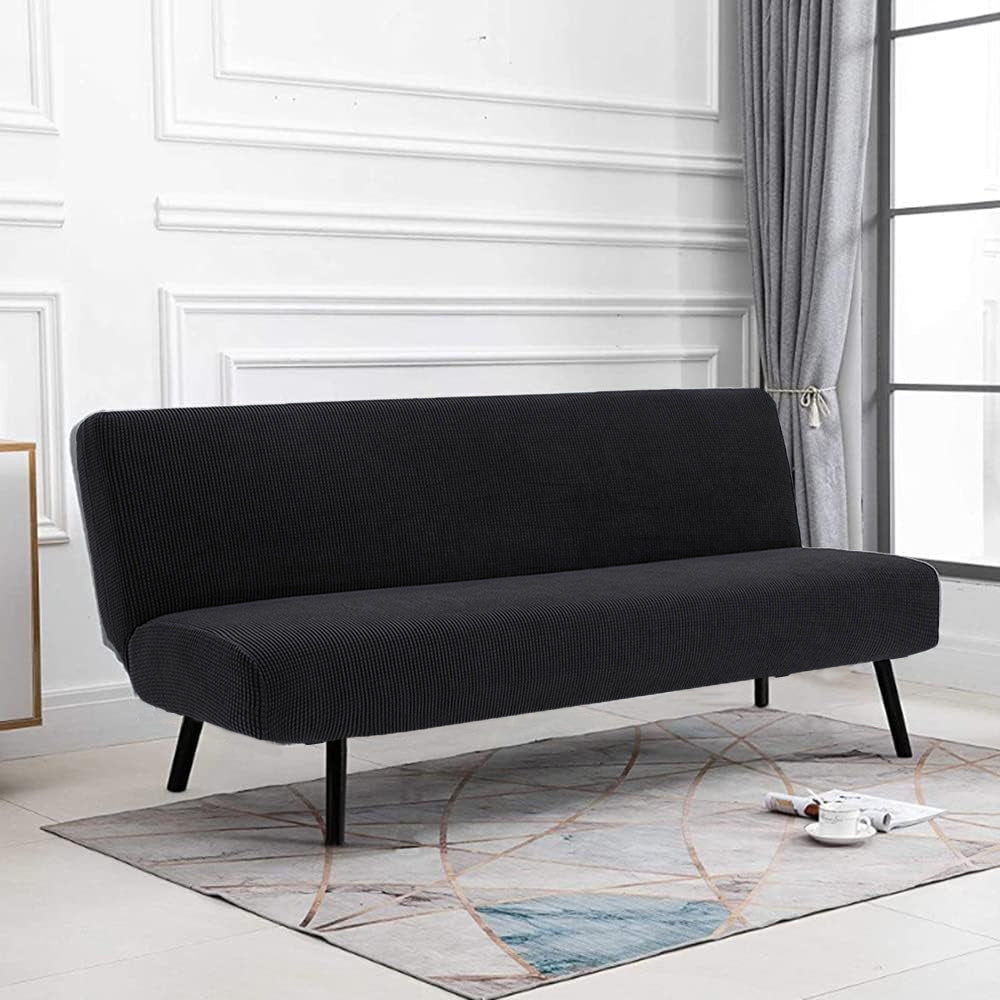 Armless Solid Color Stretch Folding Sofa Bed Cover