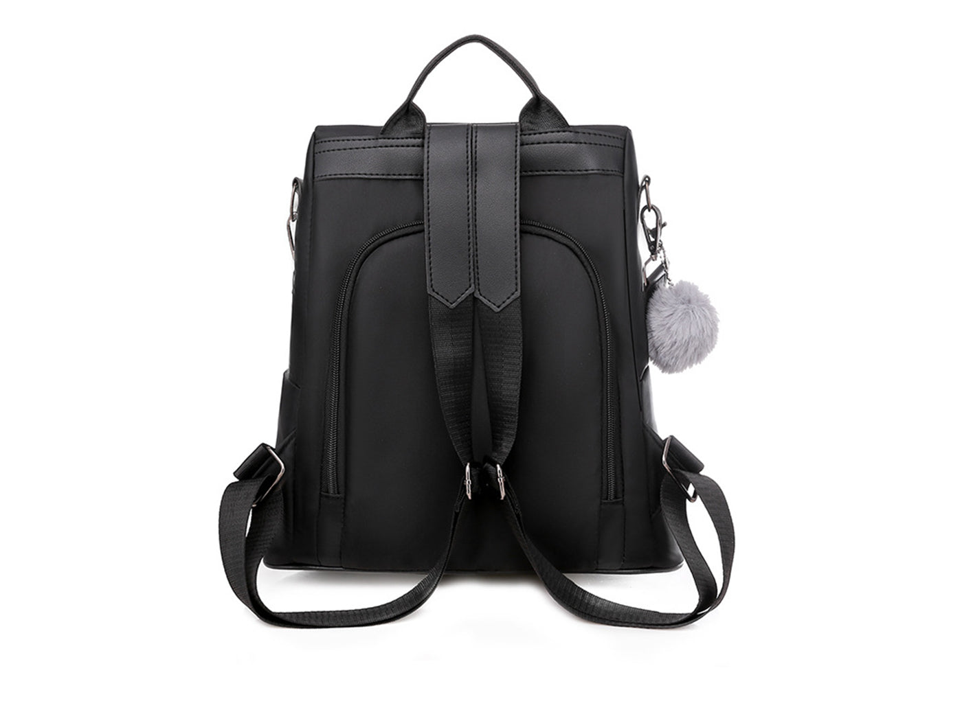 2-in-1 Backpack Shoulder Bag with Pom Pom