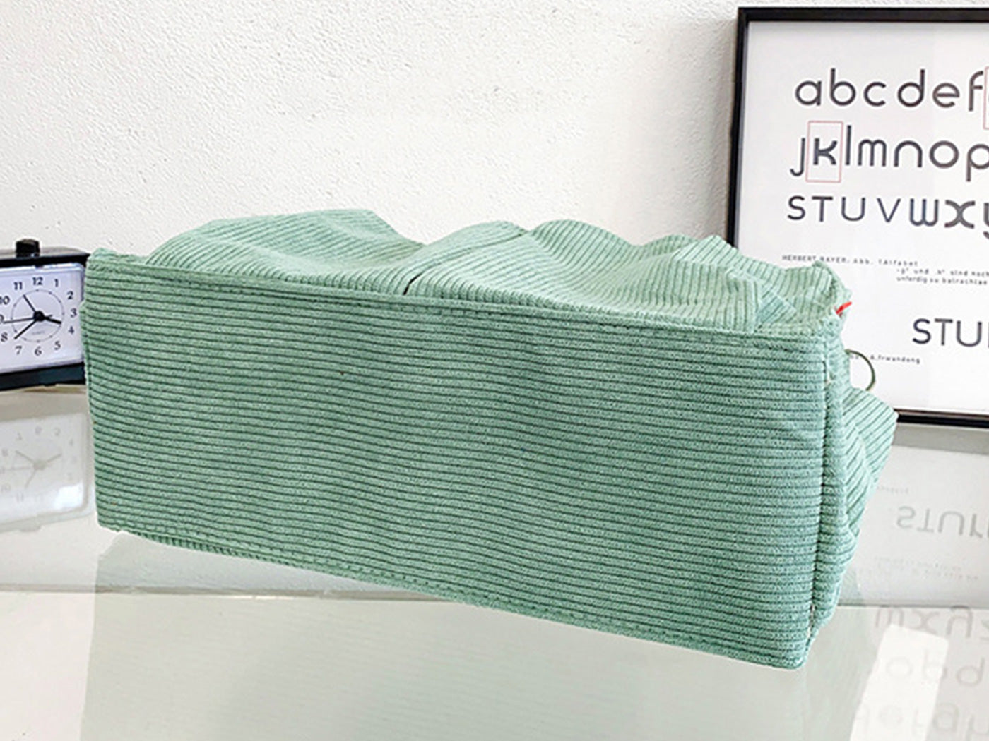 Corduroy Tote Bag Zipper Shoulder Bag Corduroy Crossbody Bag Square Handbag