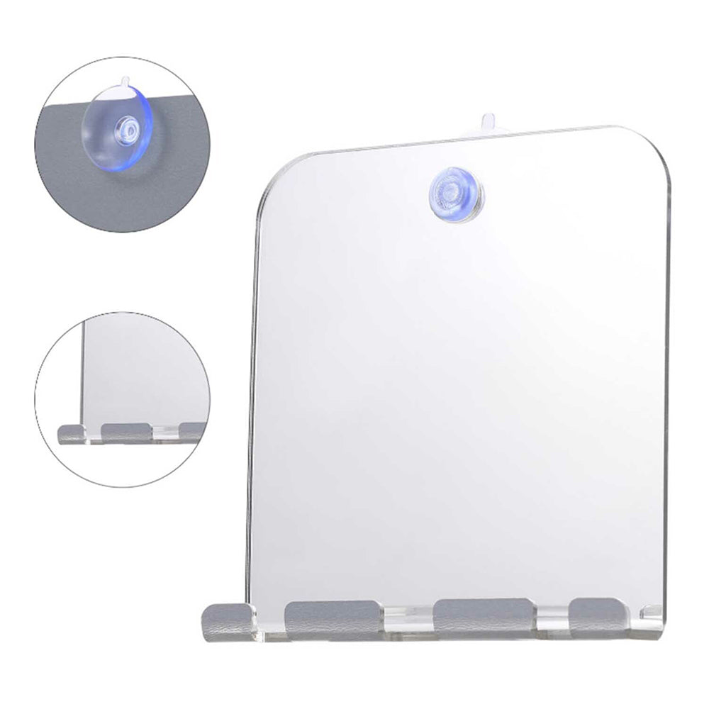 Wall Mounted Fogless Shower Mirror with Shaving Razor Toothbrush Holder-Rectangular Type