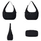 Small Puffer Crescent Shoulder Bag for Women Nylon Quilted Handbag with Adjustable Strap