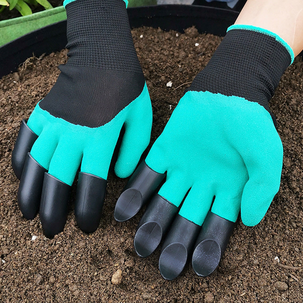 2 Pairs Waterproof Gardening Gloves with ABS Claws for Digging