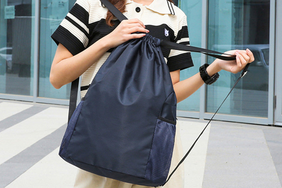 Sport Drawstring Backpack With 2 Pockets Large Capacity Basketball Bag