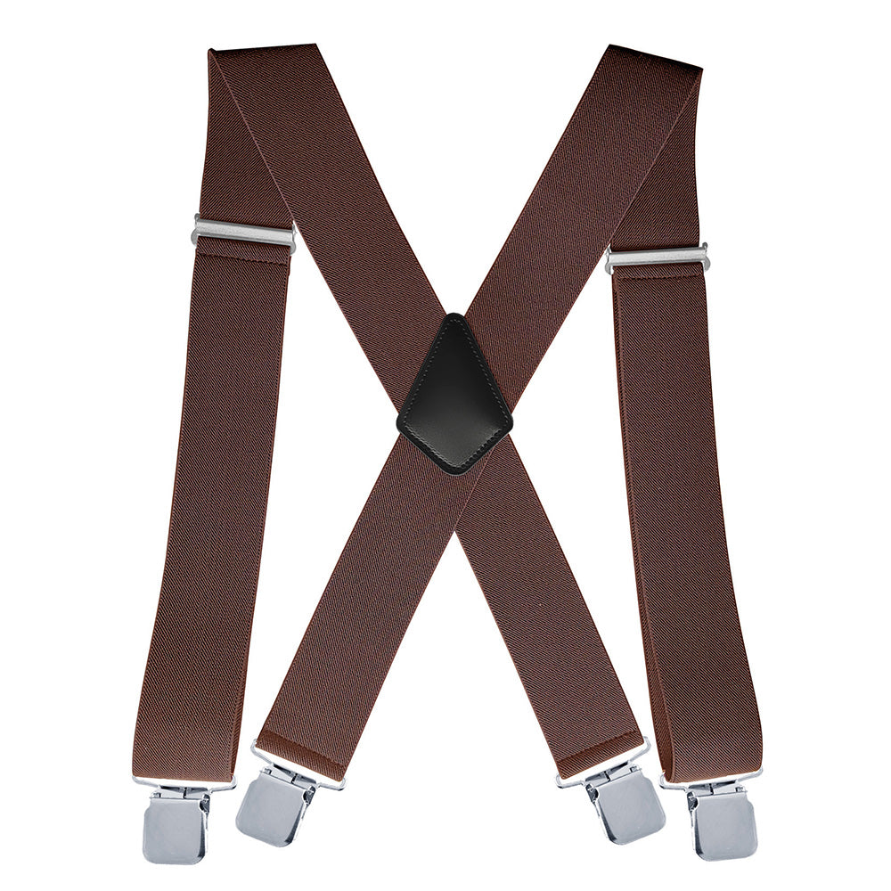 Mens X Back Elastic Suspenders with 4 Metal Clips Adjustable to 120cm