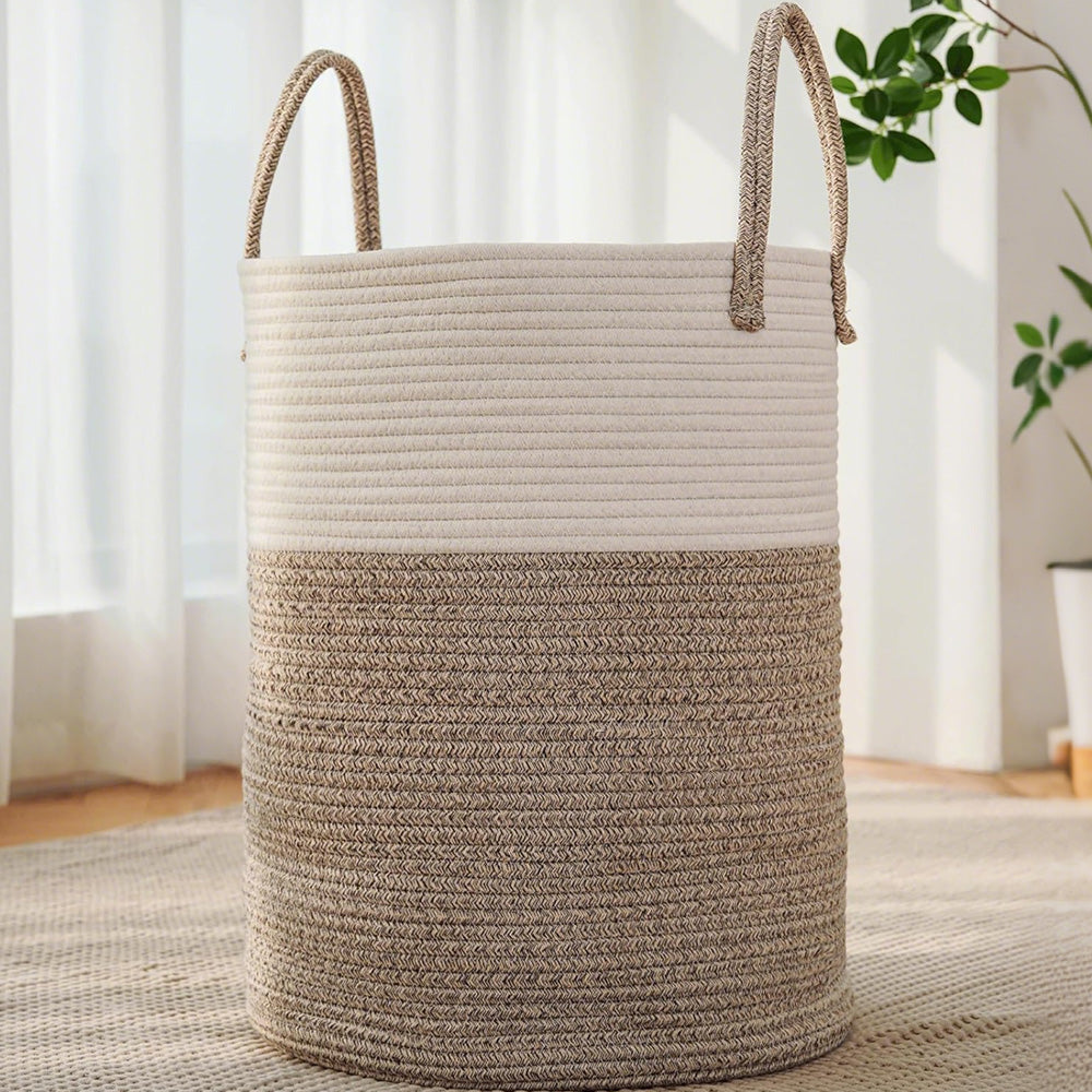 Large Woven Laundry Basket Cotton Rope Hamper for Laundry Toys & Blankets