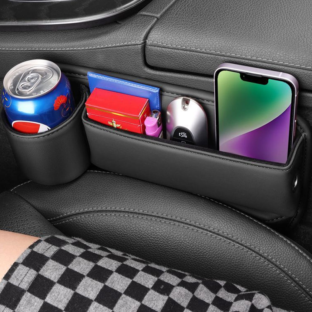 Car Leather Cup Holder Gap Bag Seat Gap Storage Box for Master Seat
