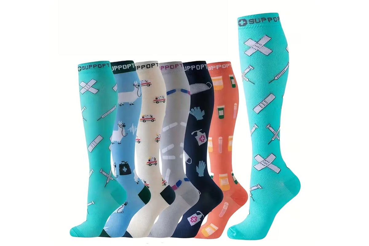 6 Pairs High Stretch Long Socks for Sports Casual Wear for Women - Style 3