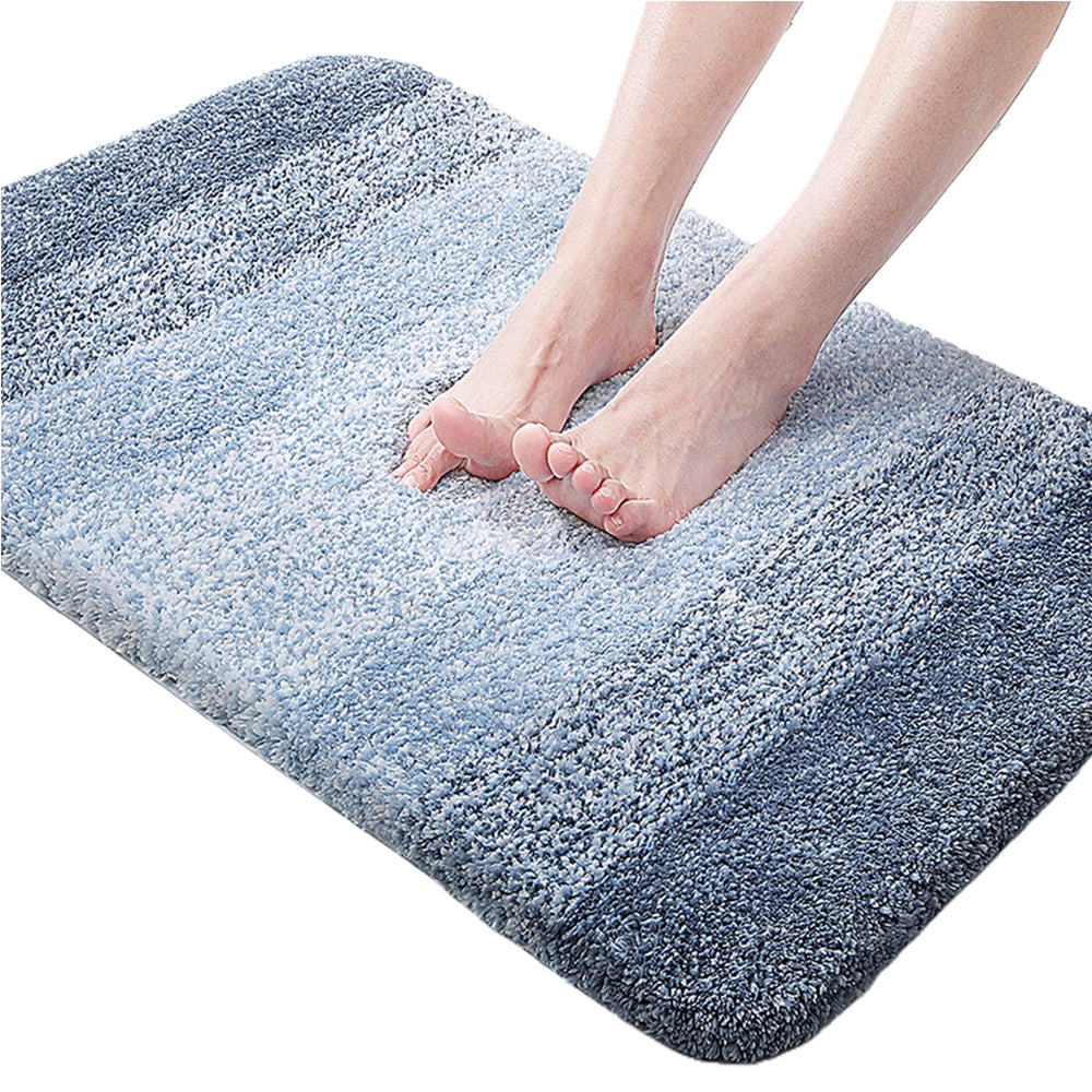 Gradient Stripe Microfiber Bath Mat Absorbent Quick Dry Bathroom Rug with Rubber Backing Machine Washable