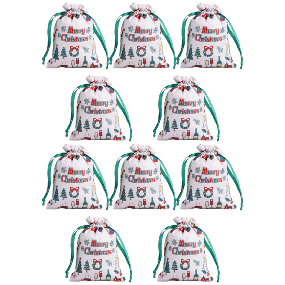 10Pcs 40x30CM Christmas Drawstring Bags Extra Large Christmas Sack Holiday Wrapping Sacks