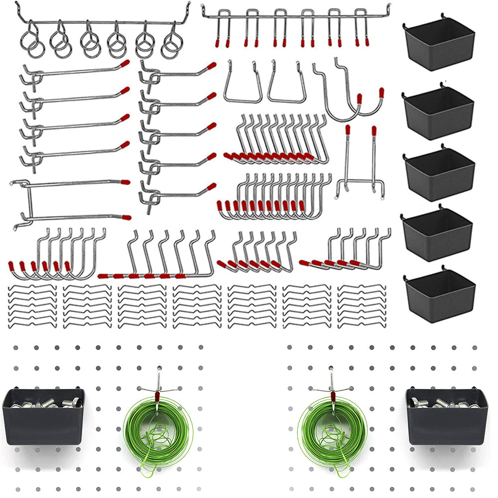 Pegboard Hooks Assortment Set 114 Pcs for Tool Organization