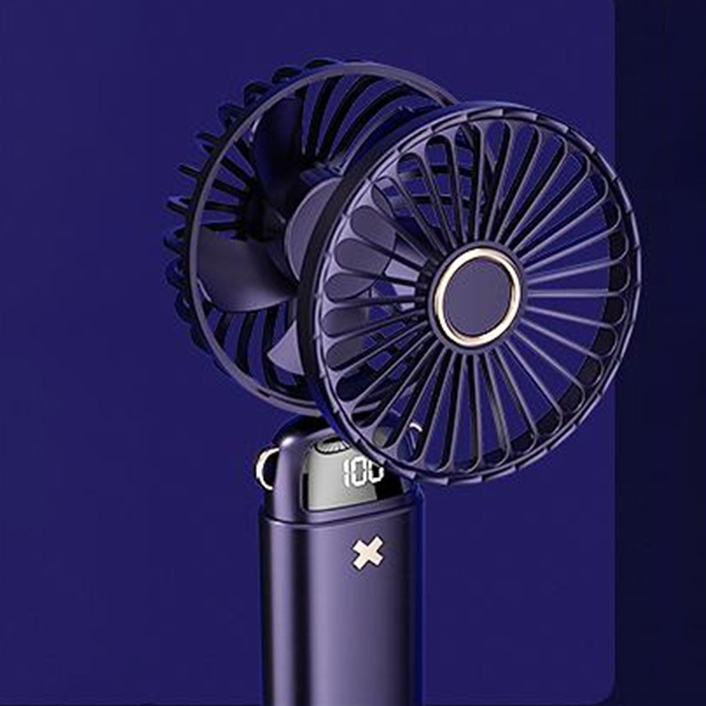 Handheld Fan With LED Display Foldable Hanging Neck Fan Rechargeable Portable Fan