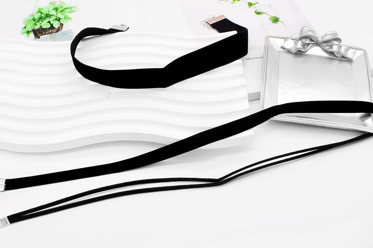 3Pcs Black Layered Necklace Set for Women Adjustable Jewelry Gift
