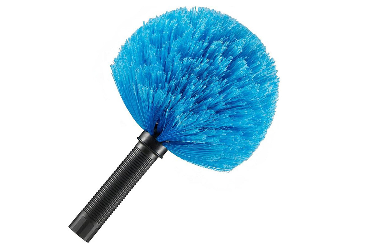 High Reach Blue Cobweb Duster With Extension Pole Spider Web Brush For Outdoor