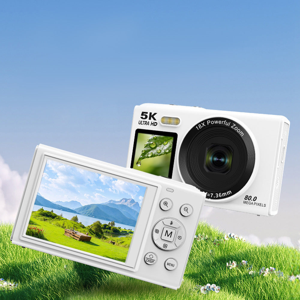 5K HD Dual Screen Digital Camera Point and Shoot Selfie Camera with LED Fill Light