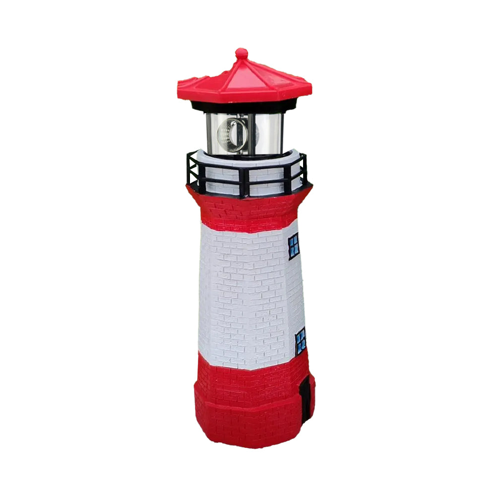 LED Outdoor Solar Lighthouse with Rotating Beacon