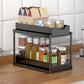 2 Tier Bathroom Cabinet Shelf Organizer Double Sliding Storage Rack with Hook