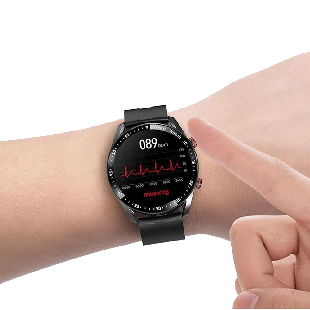 Bluetooth Smart Watch Sleep ECG Monitoring Sport Tracker-with 1 Steel Strap and 1 TPU Strap