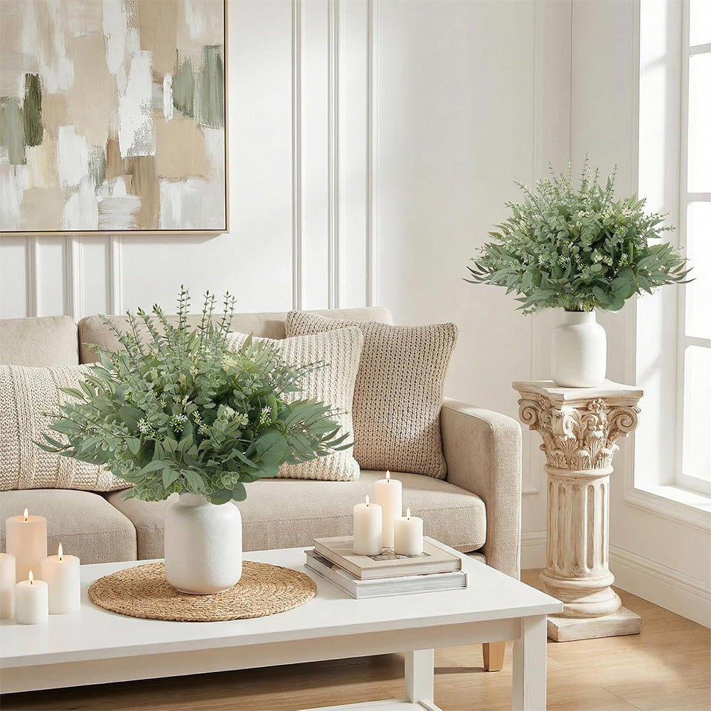 130Pcs Artificial Eucalyptus Leaves Bundle 5 Types for Vase Wedding DIY Home Decor
