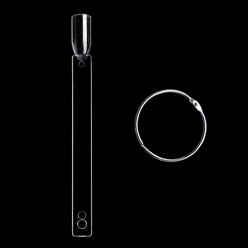 100 PCS Clear Nail Swatch Sticks with Ring Nail Art Swatch Set for Polish Display