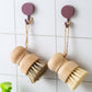 3PCS Bamboo Round Mini Dish Brush Natural Cleaning Brush Kitchen Scrubber Set