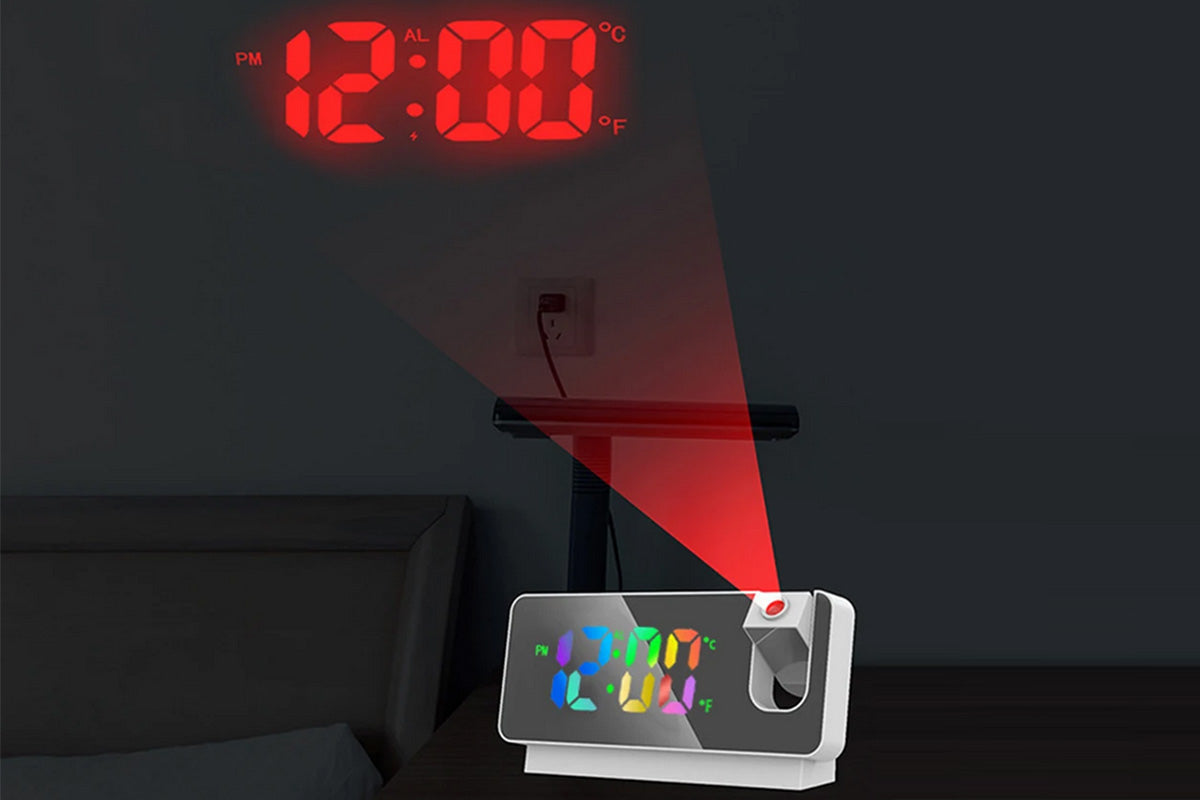 LED Digital Smart Alarm Clock with Projection Temperature Time LCD Display