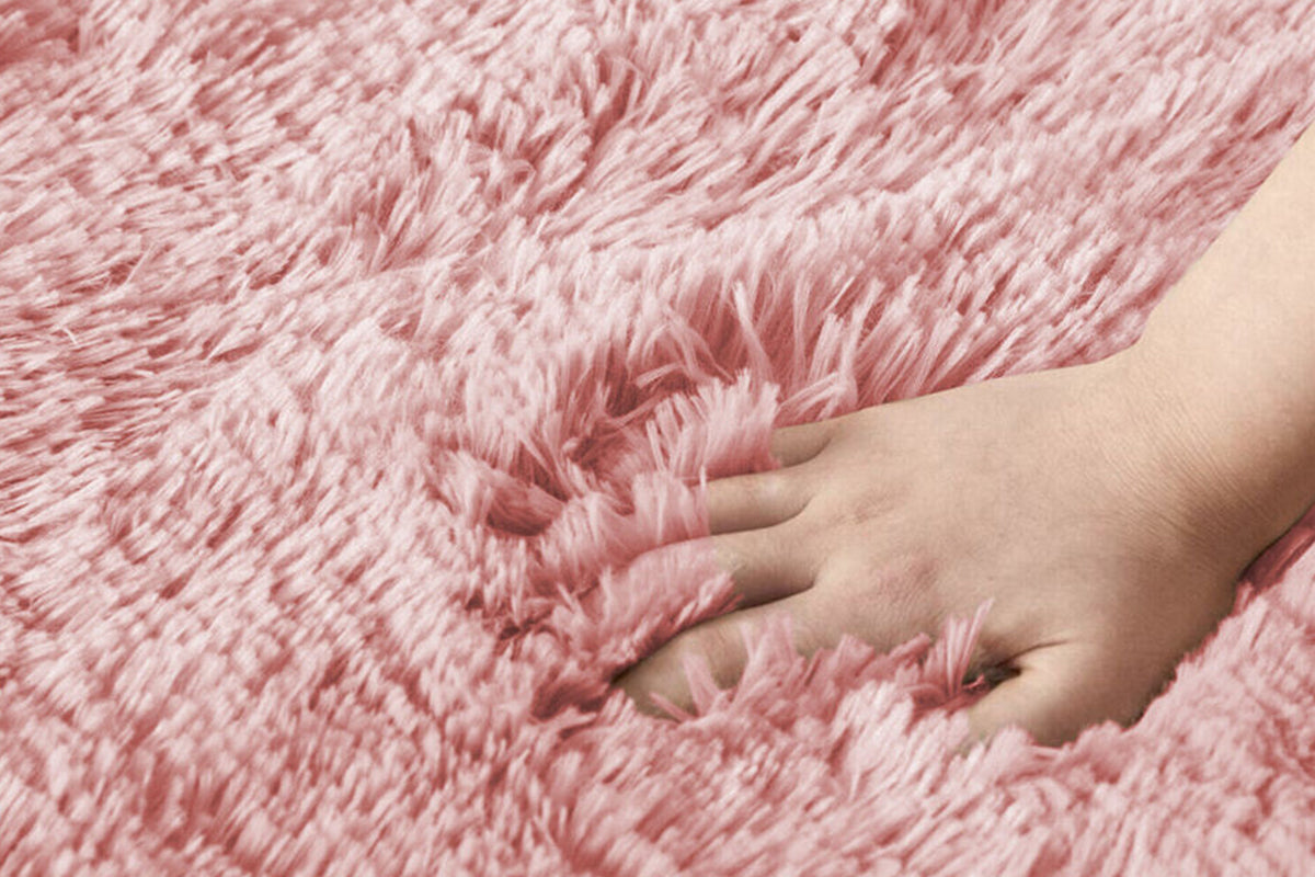 Non Slip Shaggy Bath Mat Ultra Soft Thick Fluffy Pile Non Slip Bath Rug-Pink