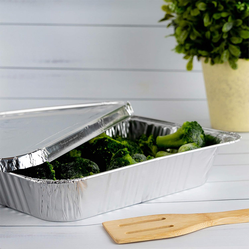 10Pcs Disposable Aluminum Foil Pans With Lids Steam Table Bakeware
