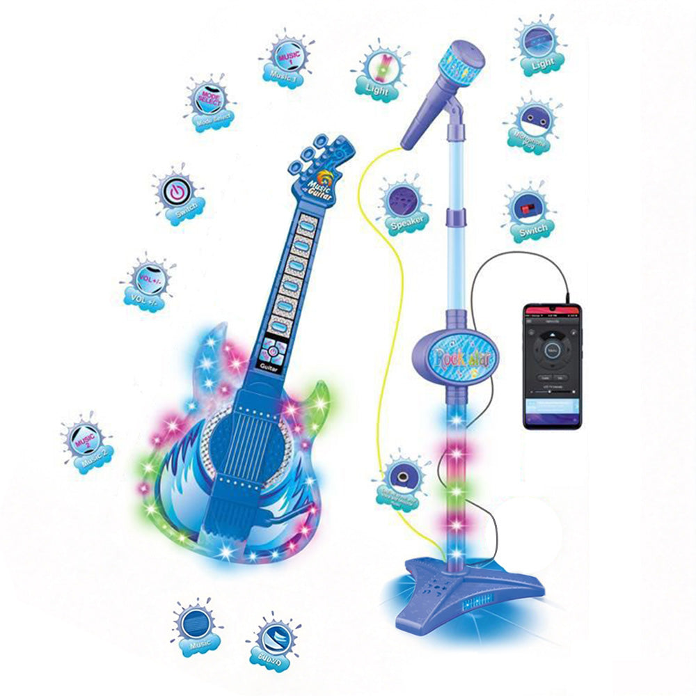 2 in 1 Guitar Microphone Toy with Color Lights for Ages 4 Plus