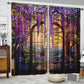 2Pcs Stained Glass Flower Wisteria Printed Curtain for Home Decor