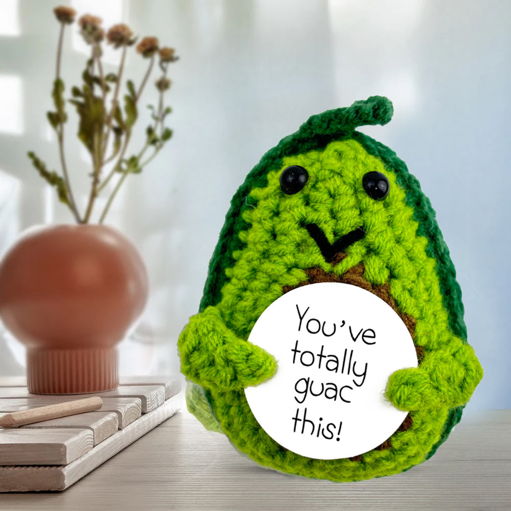 Mini Crochet Doll with Positive Card-Broccoli, Cucumber, Avocados