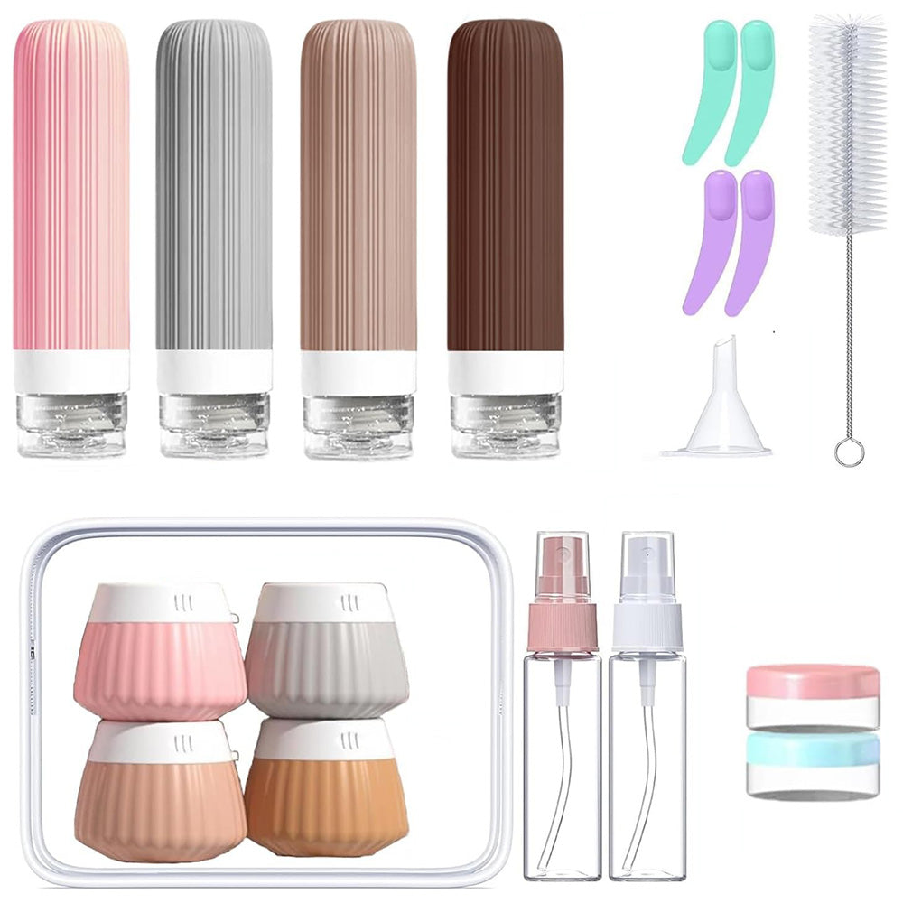18 Piece Silicone Leak Resistant Travel Toiletry Bottle Set