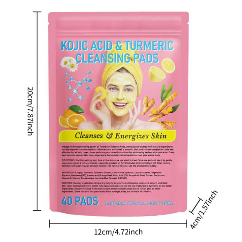 40Pcs Kojic Acid And Turmeric Cleansing Dry Pads for Dark Spots Balance Skin Care