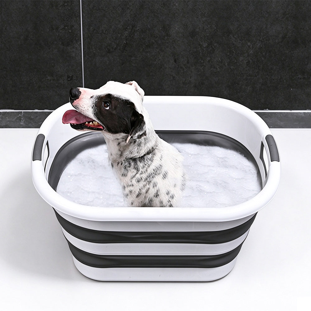 Foldable Laundry Wash Basin with Handles for Pet Bathing and Storage-M