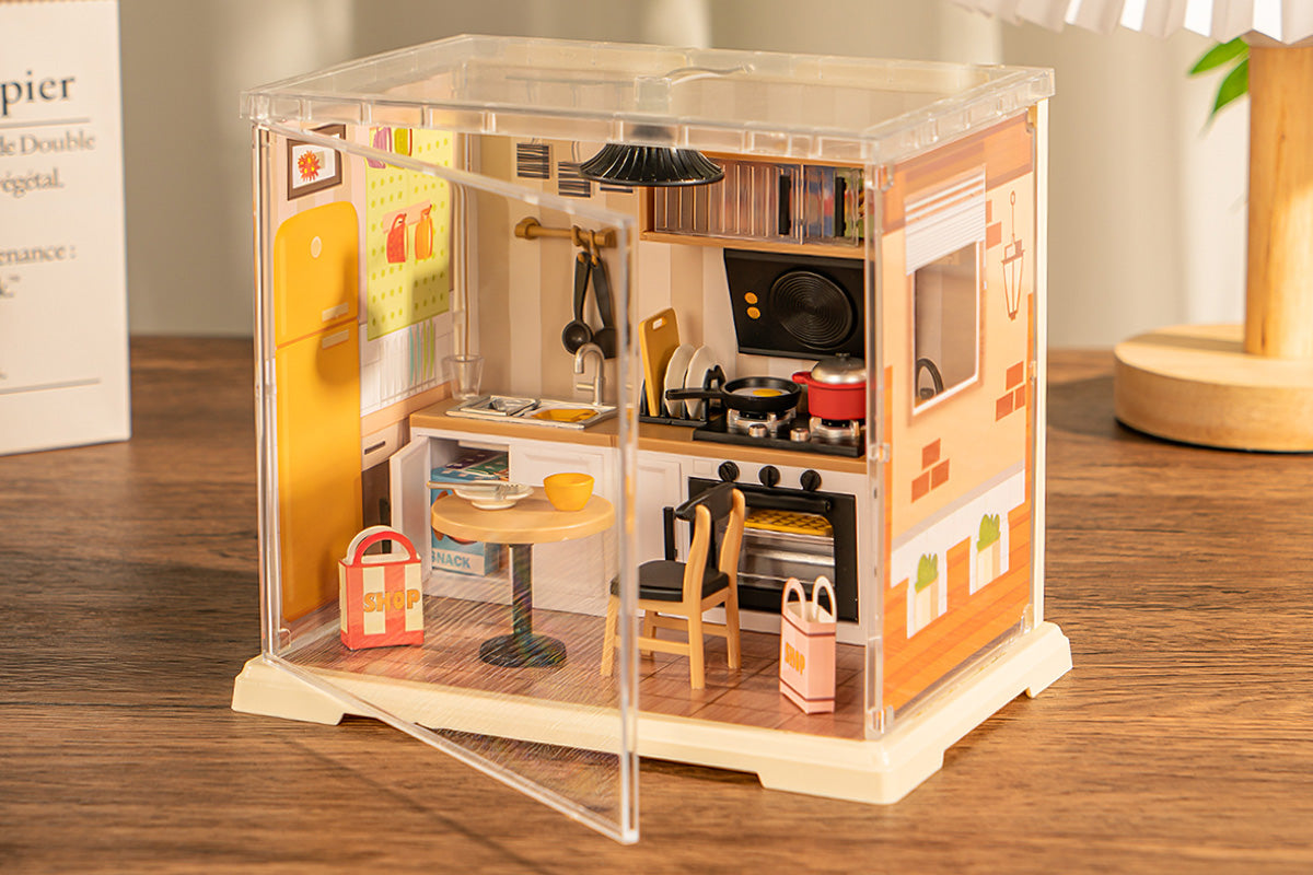 DIY Miniature Dollhouse Kit 3D Puzzle Dollhouse Toy with Dust Cover and Light